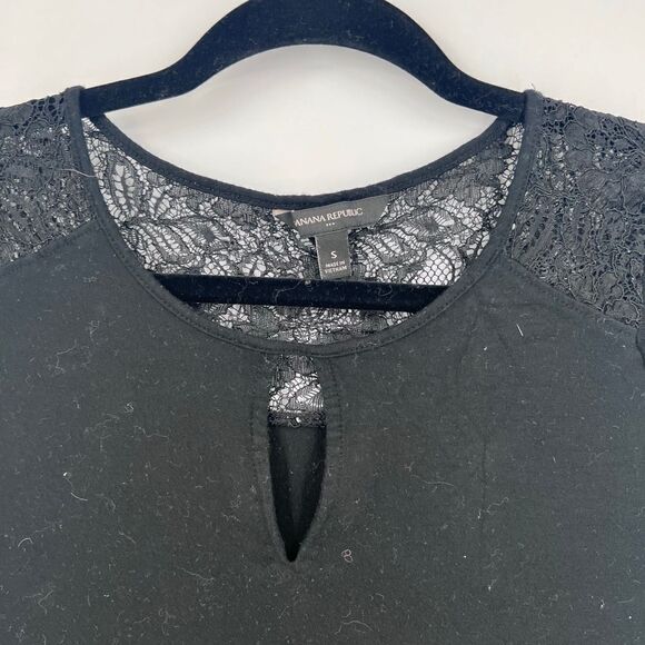 Banana Republic Black Lace Blouse  Small career office everyday - Picture 1 of 6